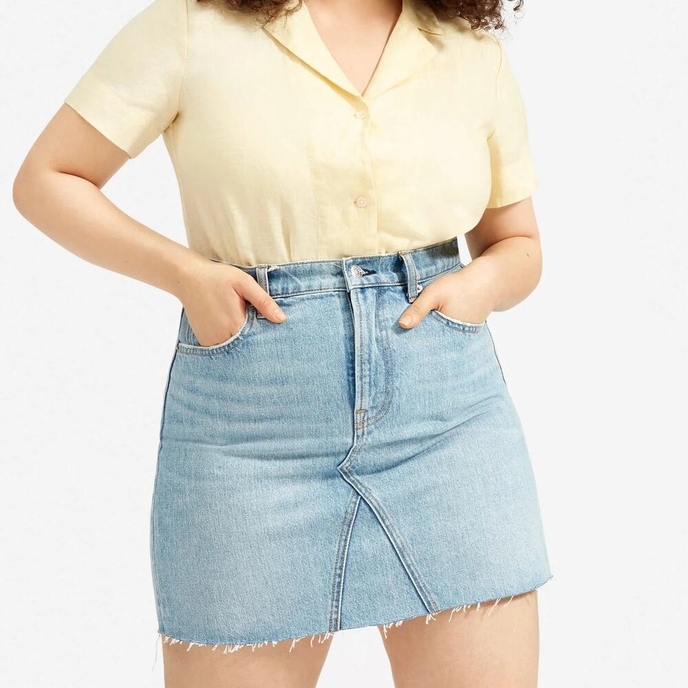 EVERLANE The Denim Reconstructed Skirt Sz 33 Blue